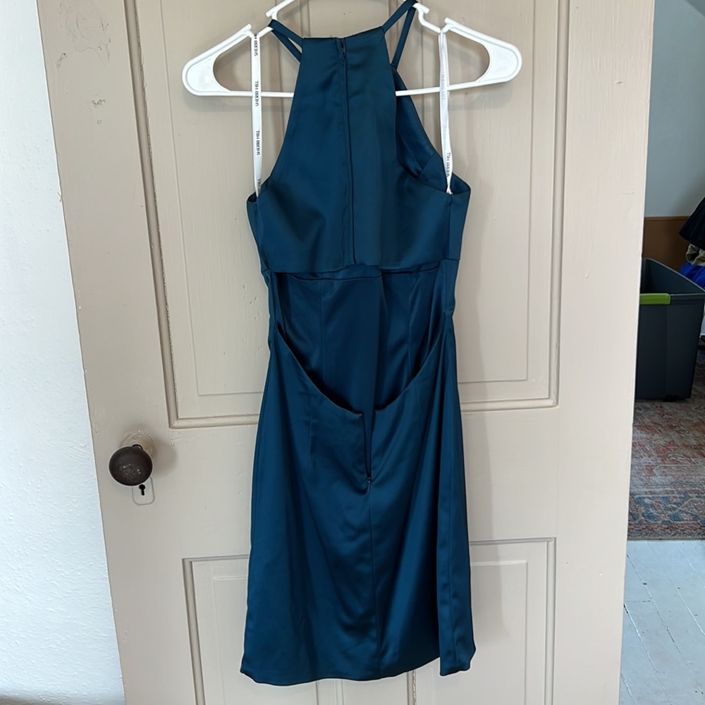 Turquoise, Silk, Sherri Hill Short Dress - Picture 4 of 5